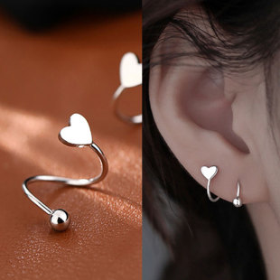 Piercing Screw Ball 2Pcs Heart Steel Star Ear Stainless