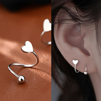 2Pcs Stainless Steel Piercing Screw Ball Star Heart Ear