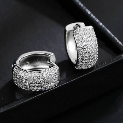 Pave Wide Big Hoop Earrings Women Men Unisex Huggies