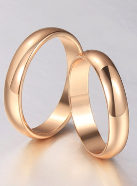 4MM Simple Smooth Rings For Women Men 585 Rose Gold Color