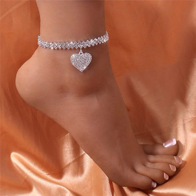 Modyle Rhinestone Chain Women's Anklets Silver Color/Gold