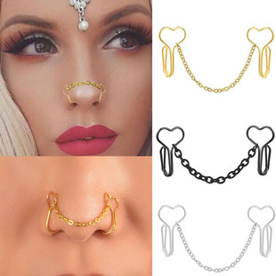 Nose Chain Piercing Stainless Steel Gold Color Nose Stud