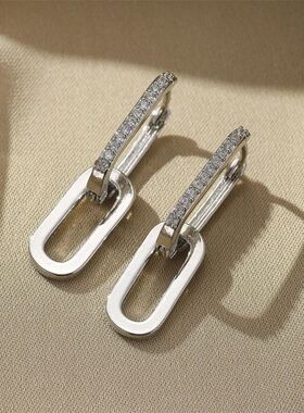 1Pair Zircon Square Hoop Earrings for Women Girls Huggie
