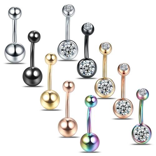 1PC Rhinestone Piercing Navel Rings Stainless Steel Belly