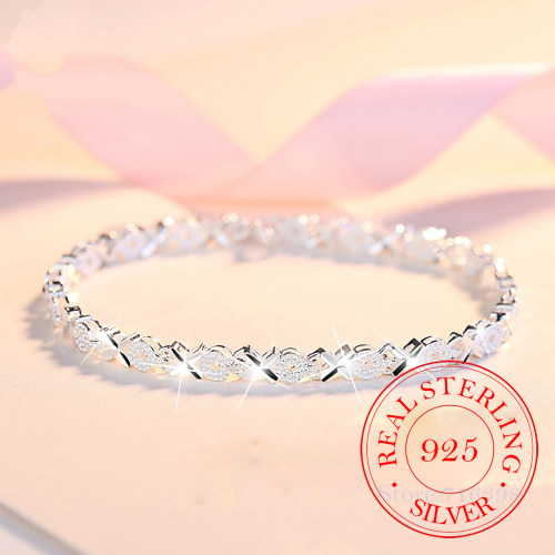 925 Sterling Silver Fashion Cz Zircon Bracelet Chain For