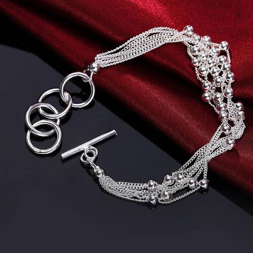 Cute sterling silver Beads Multi-Chain Bracelet For Women