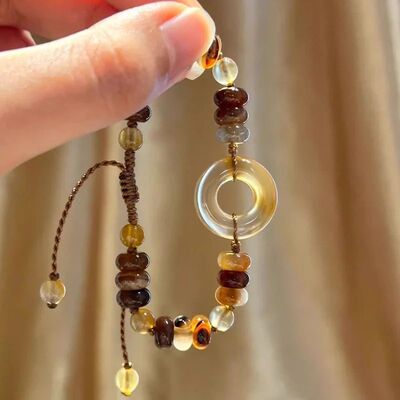 Retro Brown Handmade Rope Beaded Bracelets for Women Girl