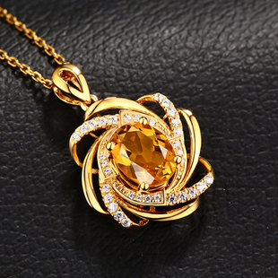gold Necklace plated Flower wedding gemstone Fashion
