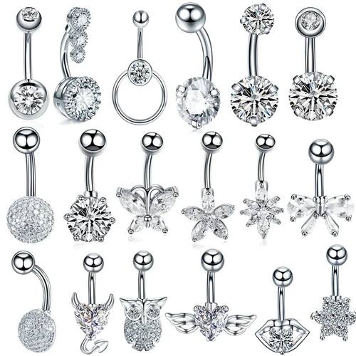 1PC Crystal Belly Button Rings For Women Navel Ring Zircon