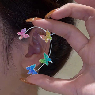 Trendy Sparkling Butterfly Ear Clip Fake Piercing Earring