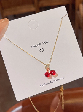 18k Gold Plating Red Cherries Pendant Stainless Steel