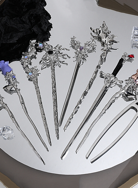 Punk Rose Flower Hair Sticks Hairpins for Women Vintage