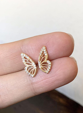 CRMYA Dainty Cubic Zirconia Crystal Gold Plated Butterfly