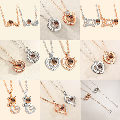I LOVE YOU In 100 languages Projection Necklace For Memory