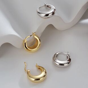 Sterling Silver plated Chunky Hoop Earrings for Women