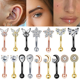 1PC Eyebrow Piercing Earring Daith Snug Ring Curved Barbell
