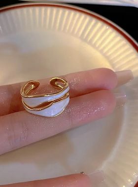 Retro Gold Color Double Oil Drip Open Rings For Women