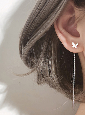 Long Tassel Butterfly Drop Earrings Silver Color 2023