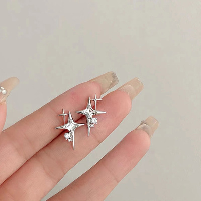 2023 New Fashion Star Awn Cross Zircon Stud Earrings S925
