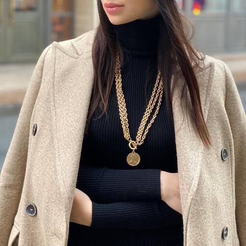 Flashbuy Gold Color Necklace For Women Vintage Multi-layer