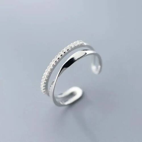 Sterling Silver Double Geometry zircon Ring For Women