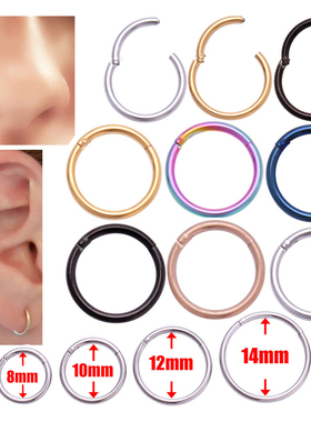2PC Titanium Hinged Segment Nose Ring Ear Cartilage Tragus