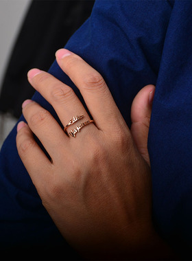 Name Ring DIY English Letter Titanium Steel Ring Cross-borde