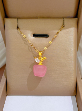 316L Stainless Steel Korean Fashion Nature Stone Apple