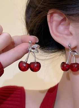New Sweet Summer Red Transparent Cherry Fruit Fashion Long