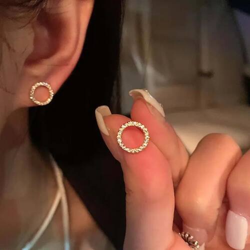 Delicate Small Circle Stud Earrings for Women Gold Color