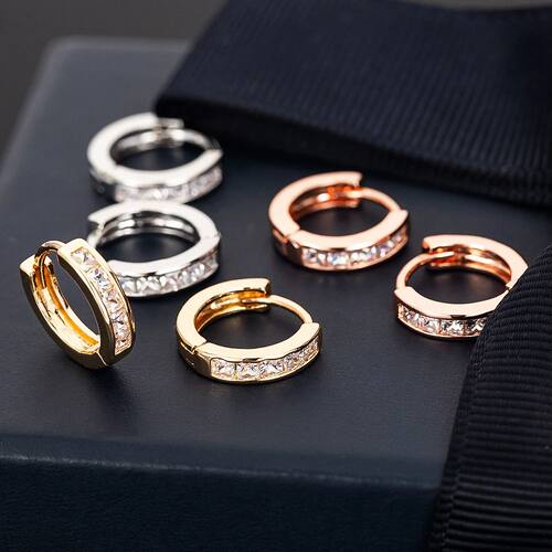 10mm Circle CZ Zircon Hoop Earrings For Women Bohemian Gold