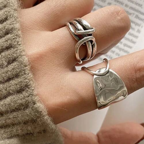 Sterling Silver Chain Knot Ring For Women Wrap Wide Band