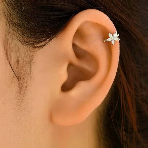 Exquisite Zircon Flower Ear Clip for Women Girls Shiny