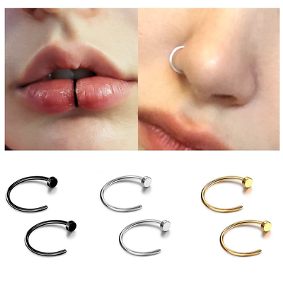 Fake Nose Ring Sexy C Lip Ring Stainless Steel Piercing