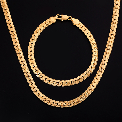 2024 sterling silver 18K gold 6MM chain bracelets neckalce