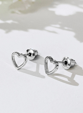 New Minimalist Heart Stud Earrings for Girls 3 Metal