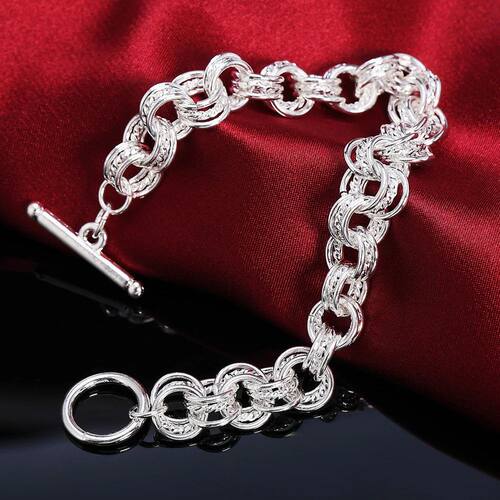 sterling Silver Bracelets Classic Circle Chain For Women
