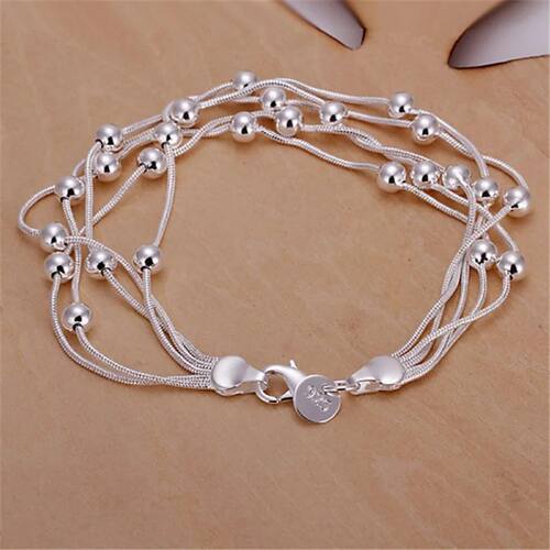 Wholesale Charms Beads Chain Beautiful Silver Bracelet