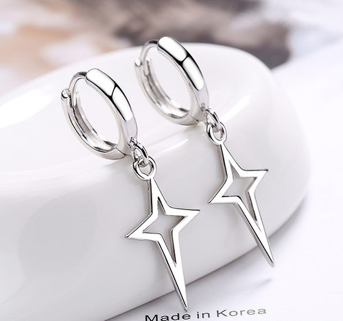 Gothic Punk Style Copper Metal Drop Earrings Black/Silver