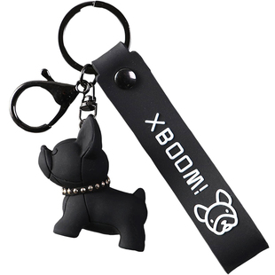 2021 French Bulldog Keychain PU Leather Dog Xmas Animal