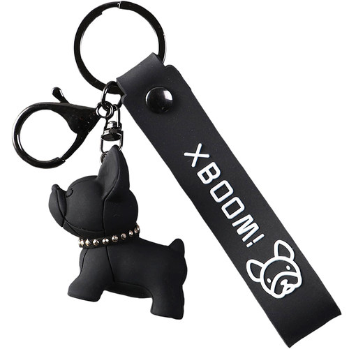 2021 French Bulldog Keychain PU Leather Dog Xmas Animal