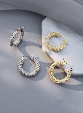2023 New Korean-style Simple Crystal Circle Hoop Earrings