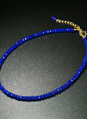 Summer Boho Handmade Black Blue Crystal Beads Clavicle