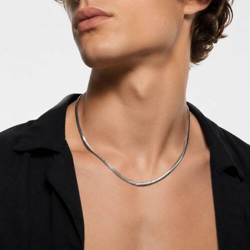 Shiny Minimalist Snake Bone Chain Necklace for Women Men