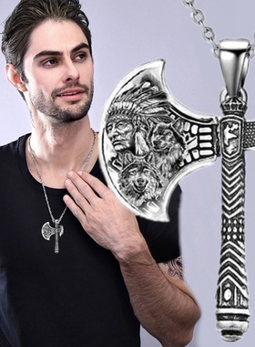 Fashion Men Axe Necklace Carving Necklace Animal Jewelry