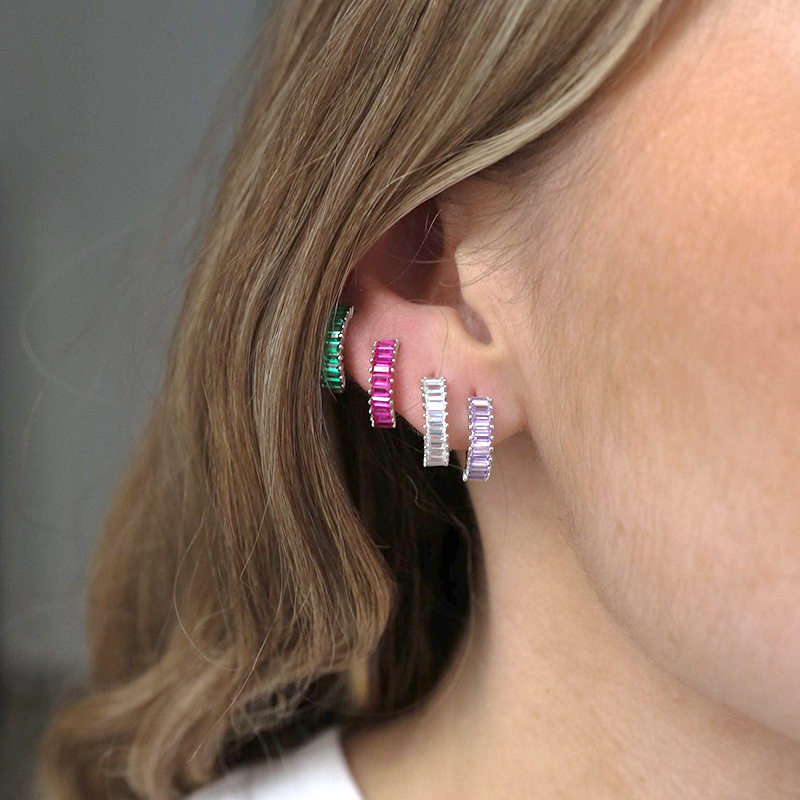 2PCS Stainless Steel Circle Hoop Earrings Women Colorful