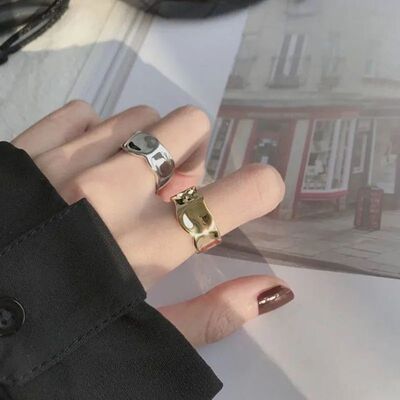 Fashion Irregular Concave Convex Gold Silver Color Ring