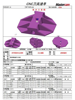 mastercam自动程序单x9 9.1 2017 2021 2022程式单刀具清单