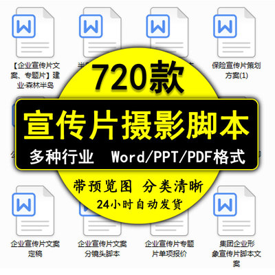 企业专题片形象宣传片拍摄脚本策划方案分镜头解说词文案素材模板