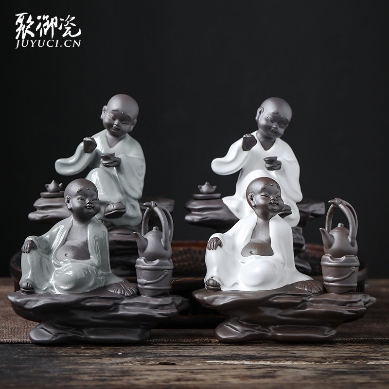 陶瓷茶宠可养 哥窑汝窑茶玩 茶空间装饰品博古架摆件厂家现货批发